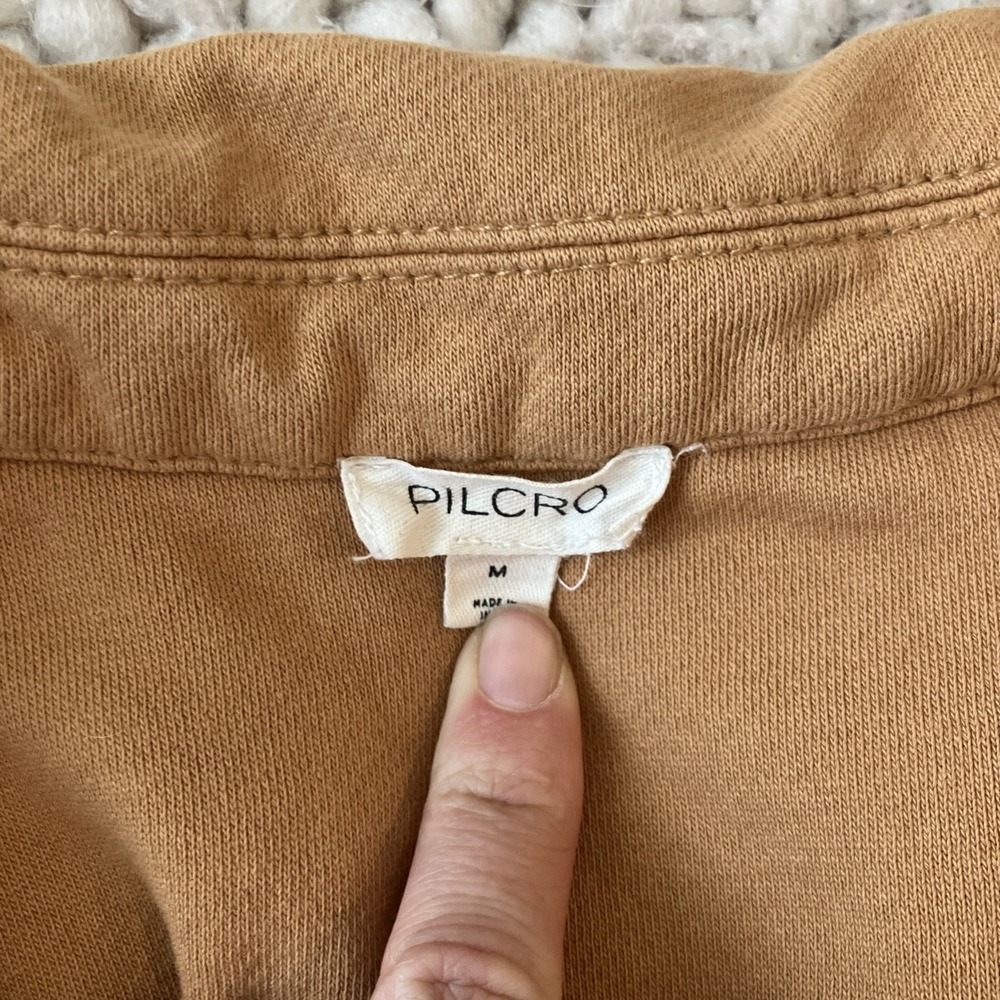 Pilcro Oversized Cotton Utility Jacket Tan Button Front Pocket Medium - Picture 9 of 10